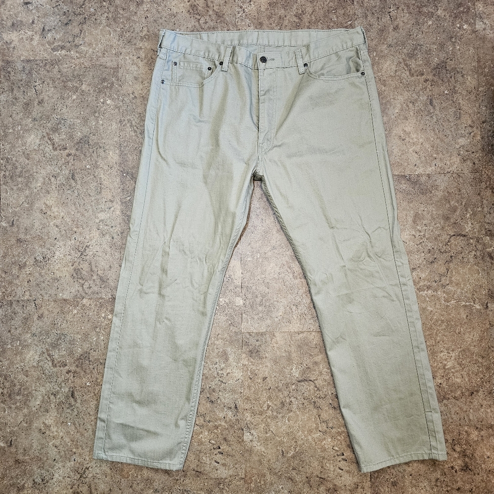 Levis 505 Jeans Mens 40x30 Beige Khaki Straight Regular White Tab Pants Normcore